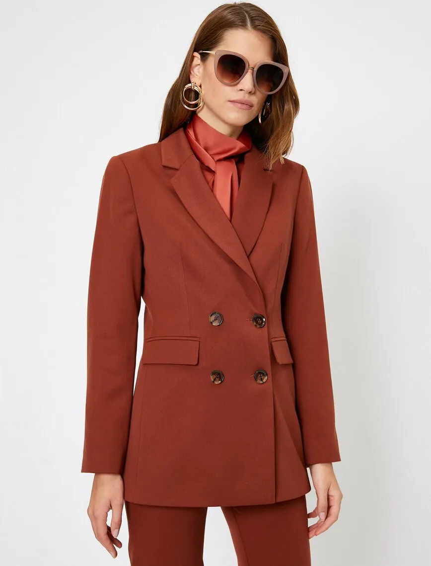 14944 Brown Double-Breasted Jacket