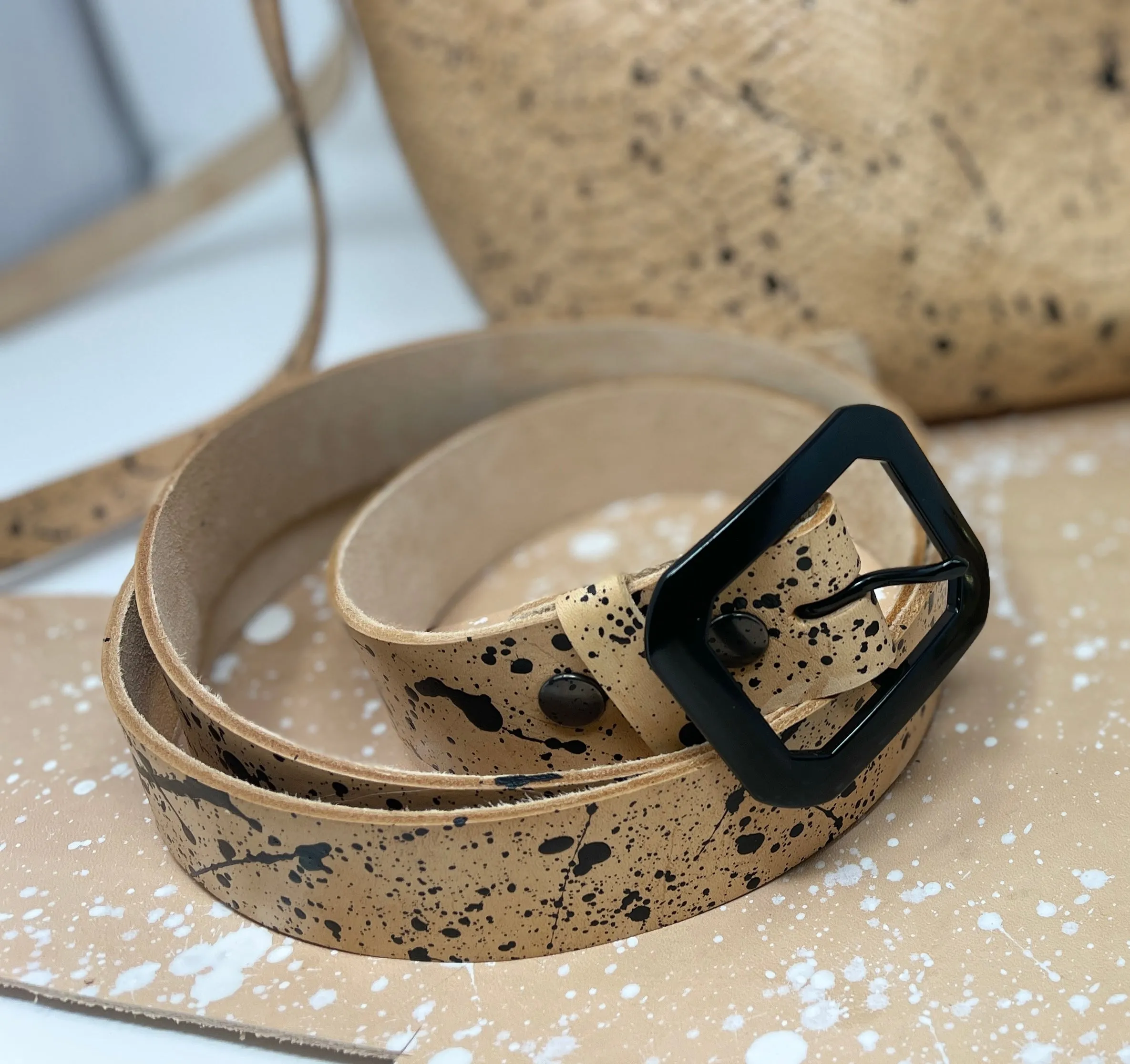 1.5" Splatter Leather Hipster Belt - Pick Your Size and Leather Style