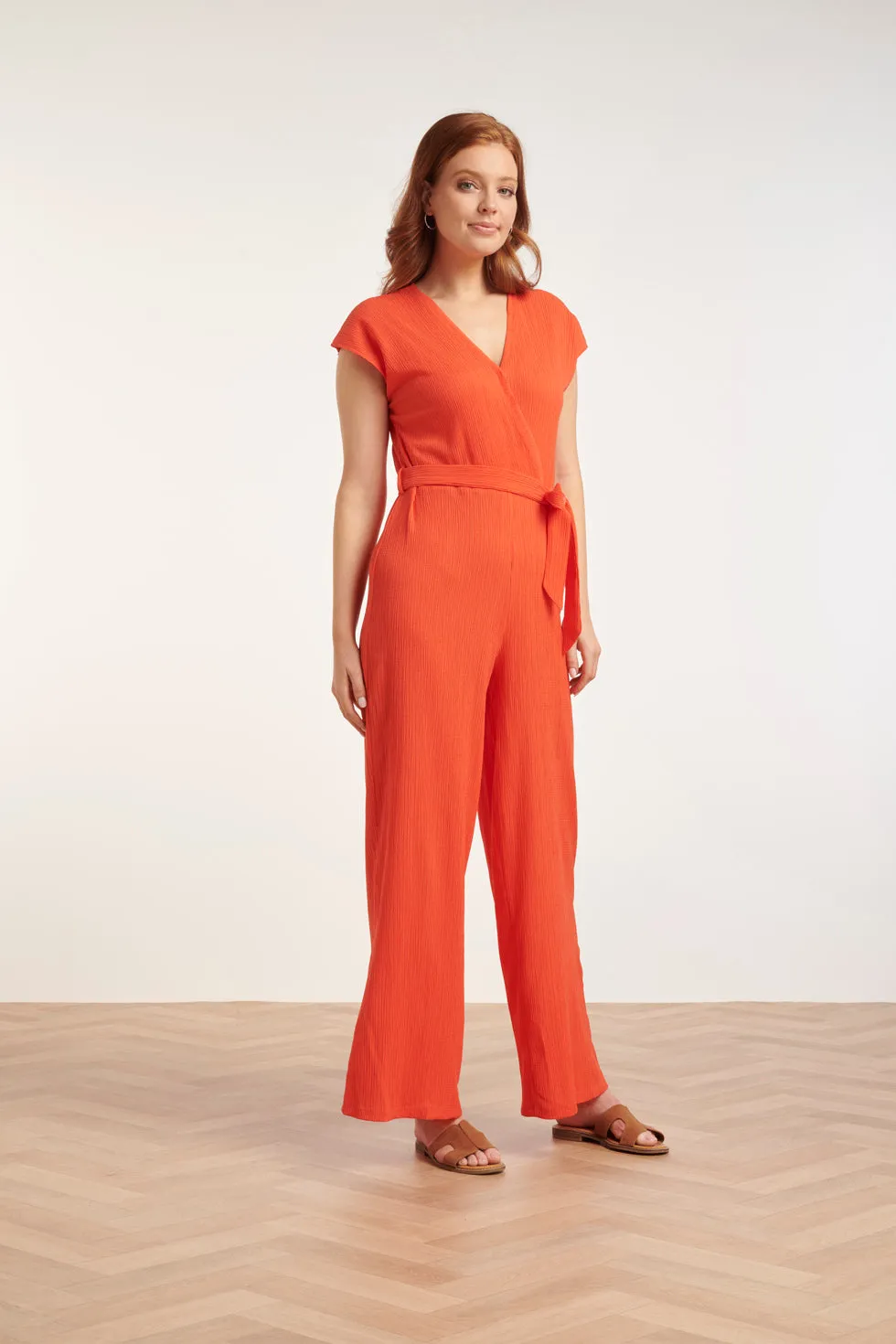 24083  Lange Aansluitende Jumpsuit | coral