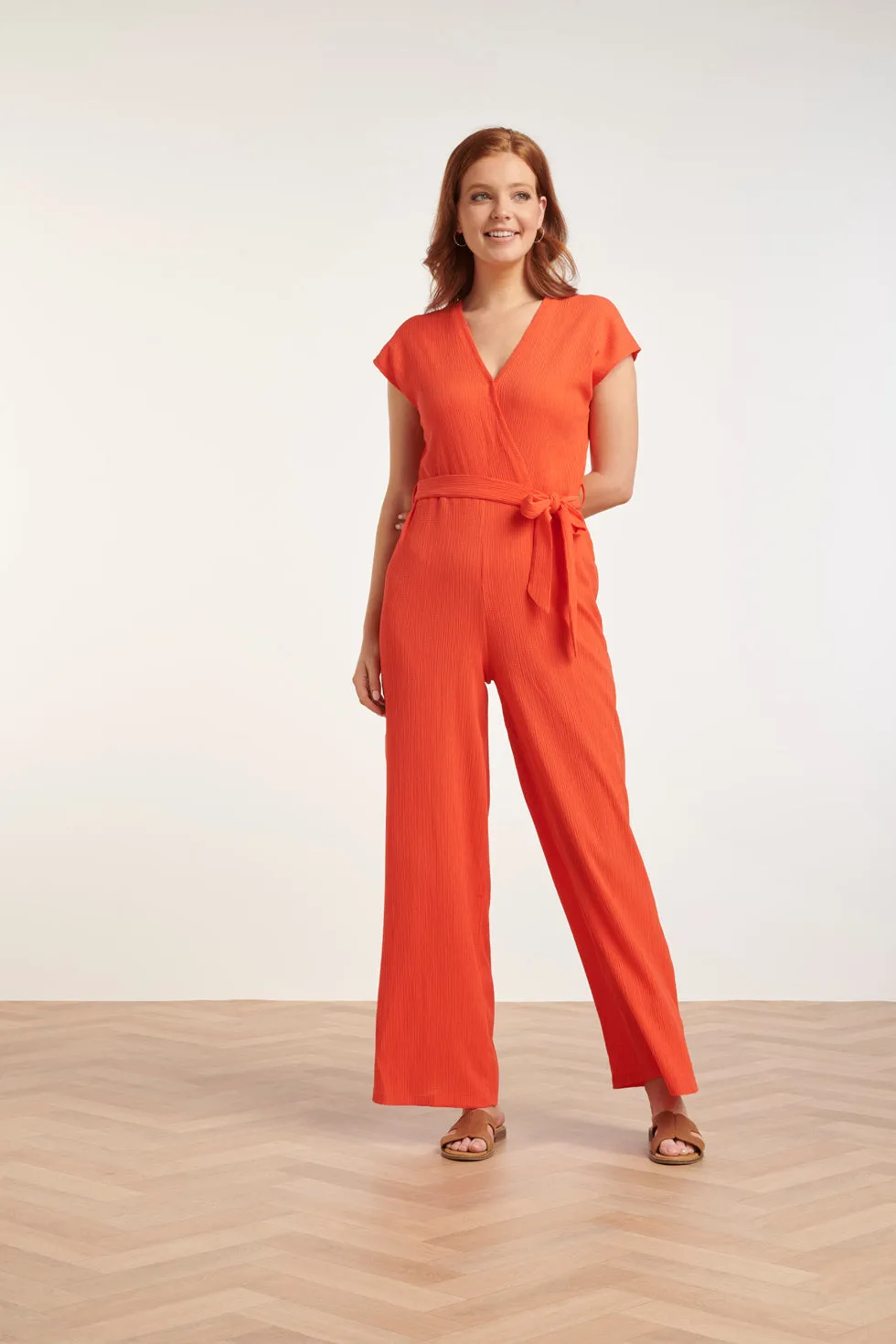 24083  Lange Aansluitende Jumpsuit | coral