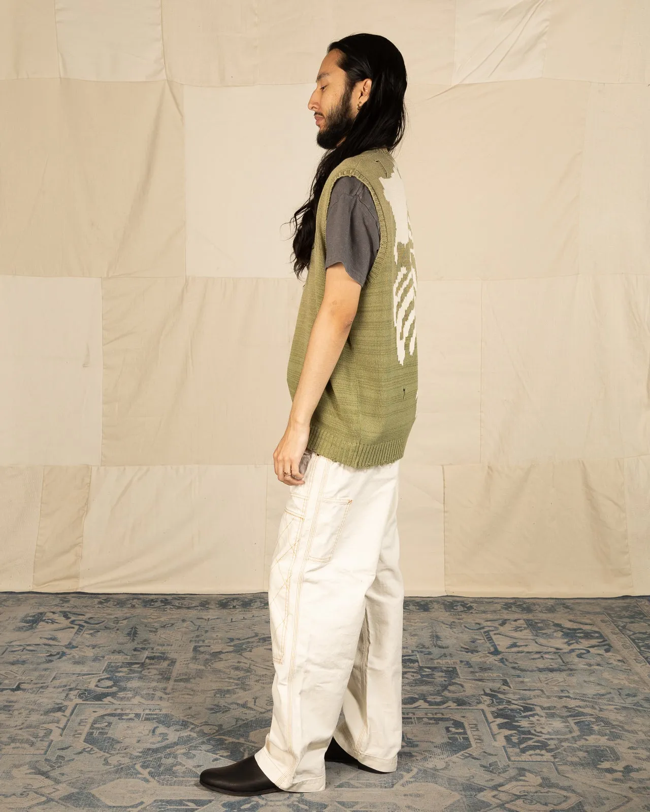 5G Cotton Knit BONE Vest - Khaki 3