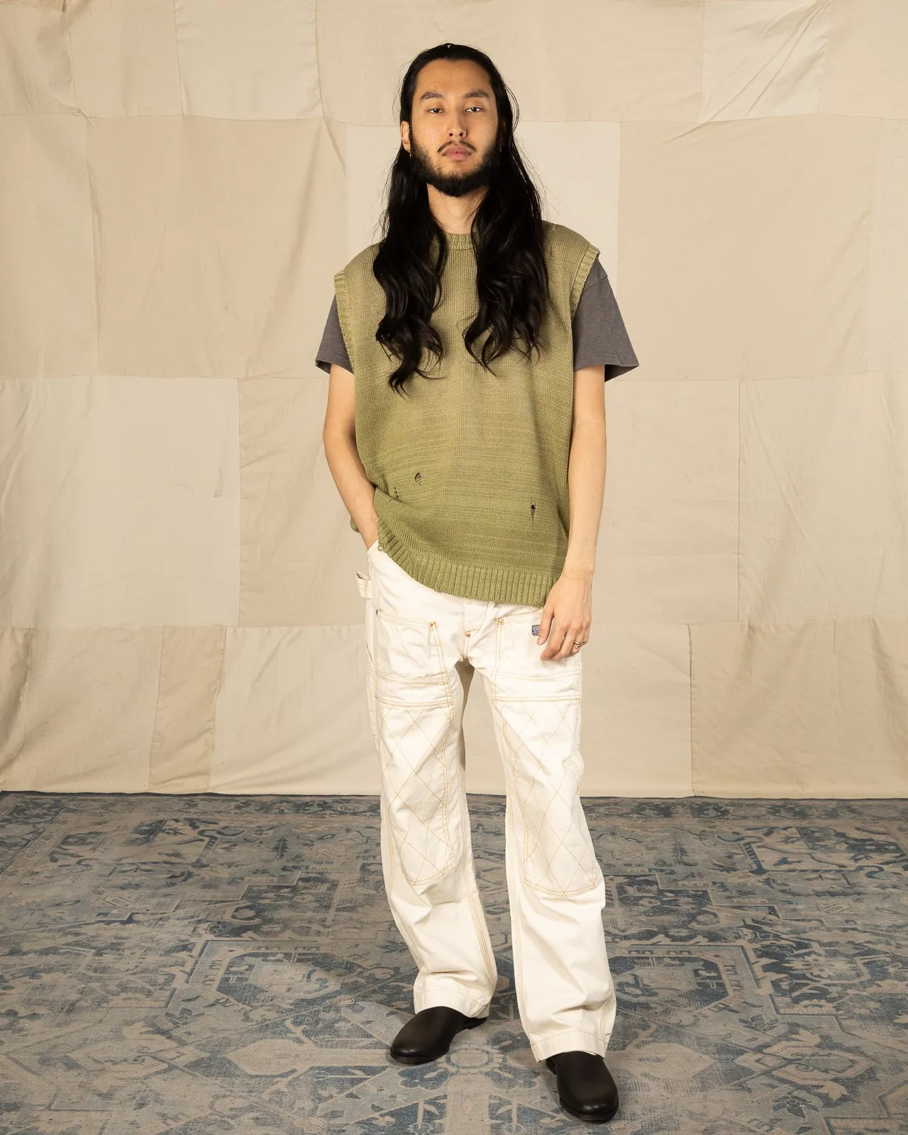 5G Cotton Knit BONE Vest - Khaki 3