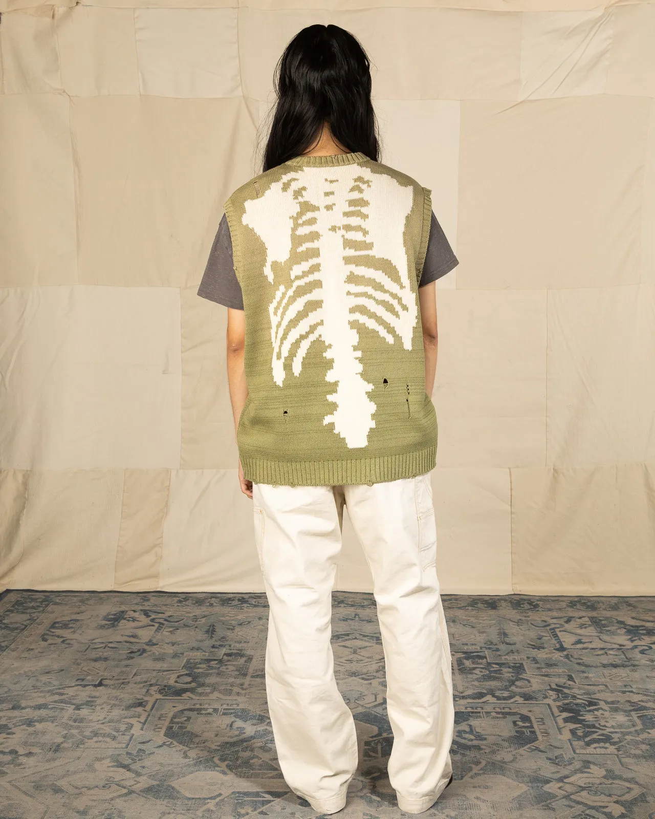 5G Cotton Knit BONE Vest - Khaki 3