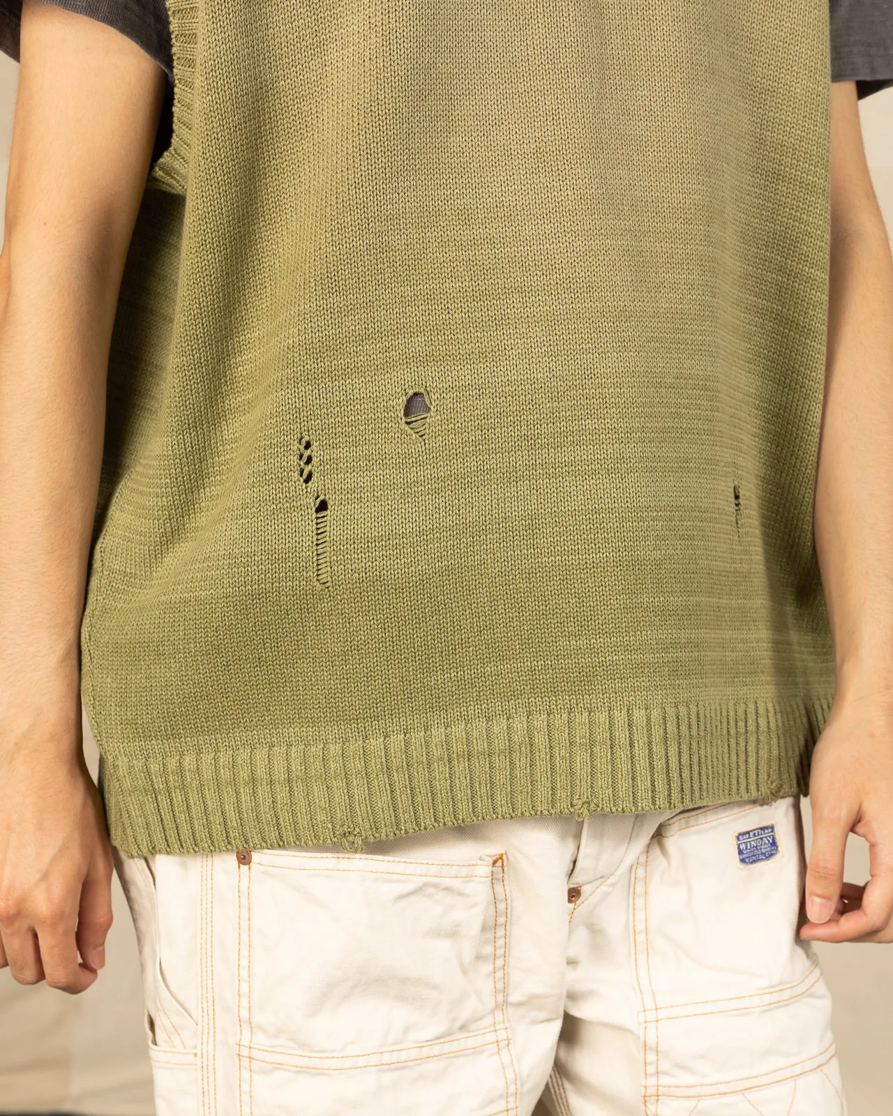 5G Cotton Knit BONE Vest - Khaki 3