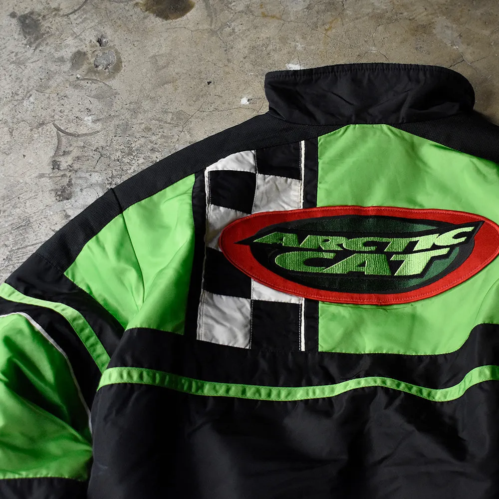 90’s ARCTICWEAR ネオングリーン チェッカーフラッグ ナイロンジャケット USA製 240101H