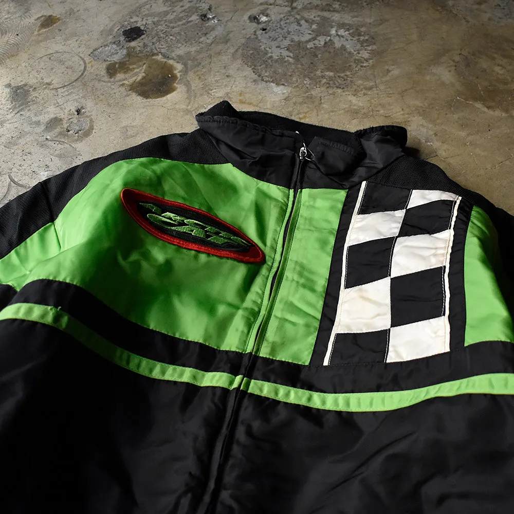 90’s ARCTICWEAR ネオングリーン チェッカーフラッグ ナイロンジャケット USA製 240101H