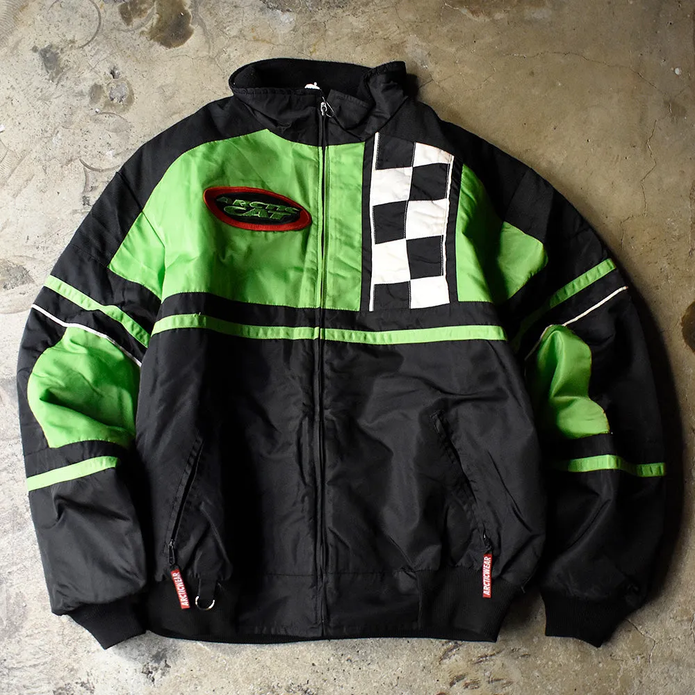 90’s ARCTICWEAR ネオングリーン チェッカーフラッグ ナイロンジャケット USA製 240101H