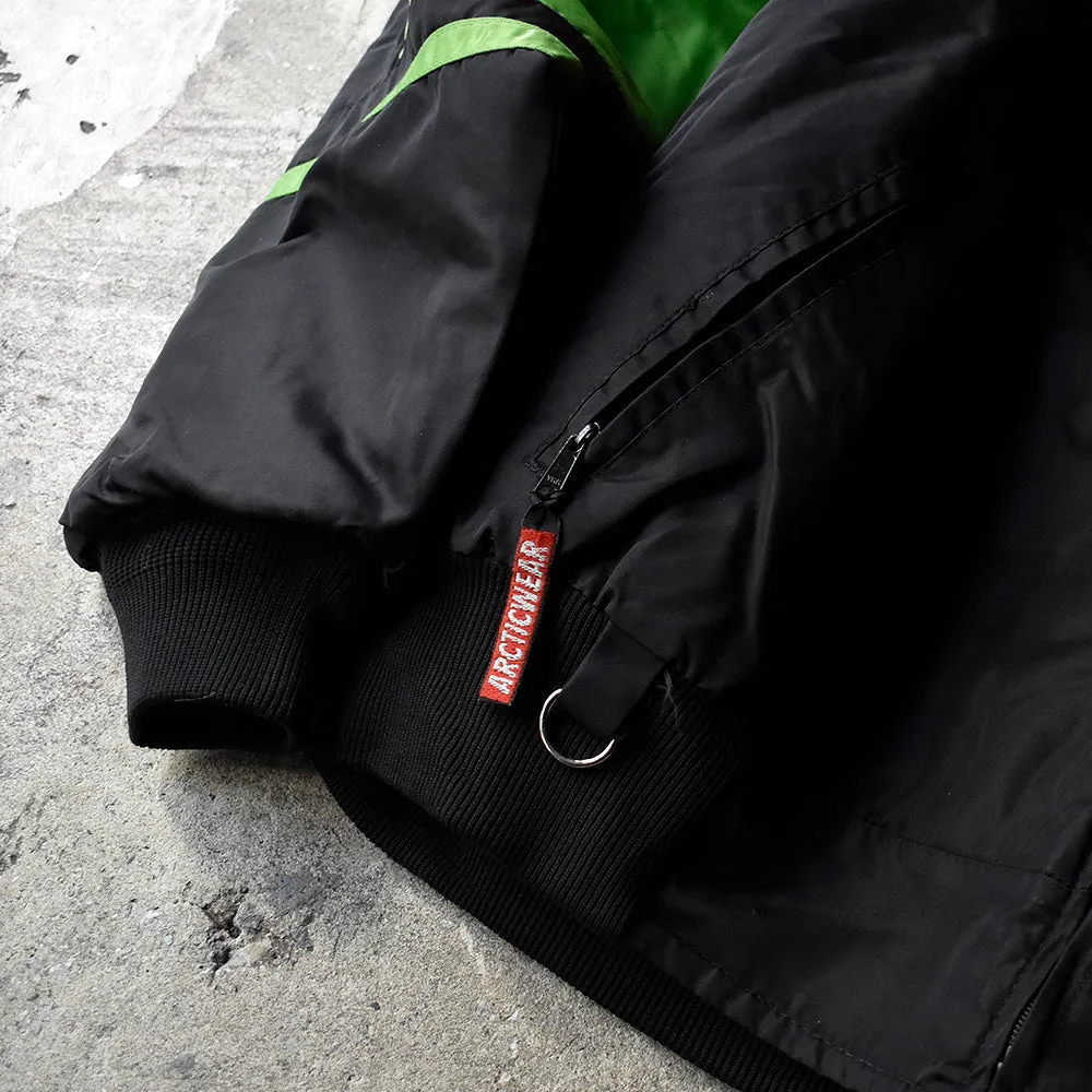 90’s ARCTICWEAR ネオングリーン チェッカーフラッグ ナイロンジャケット USA製 240101H