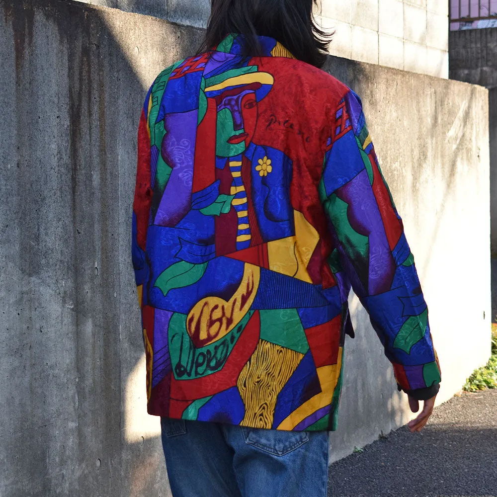 90’s RAINBOW COLLECTHION “Picasso” サテン テーラードジャケット 231012