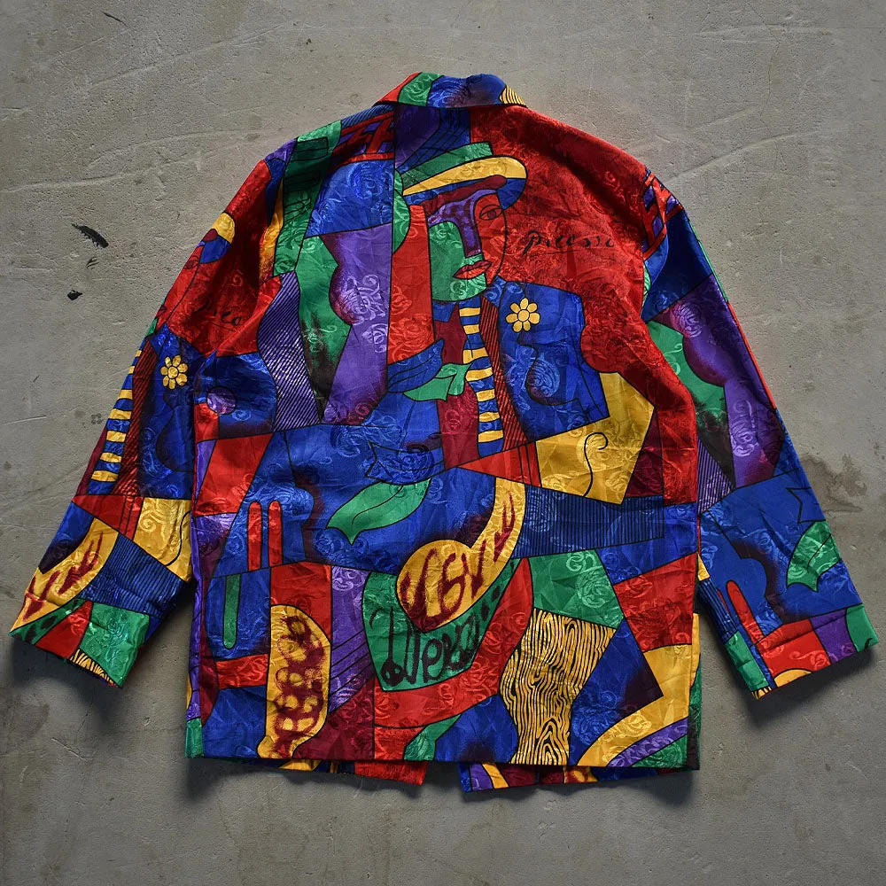 90’s RAINBOW COLLECTHION “Picasso” サテン テーラードジャケット 231012