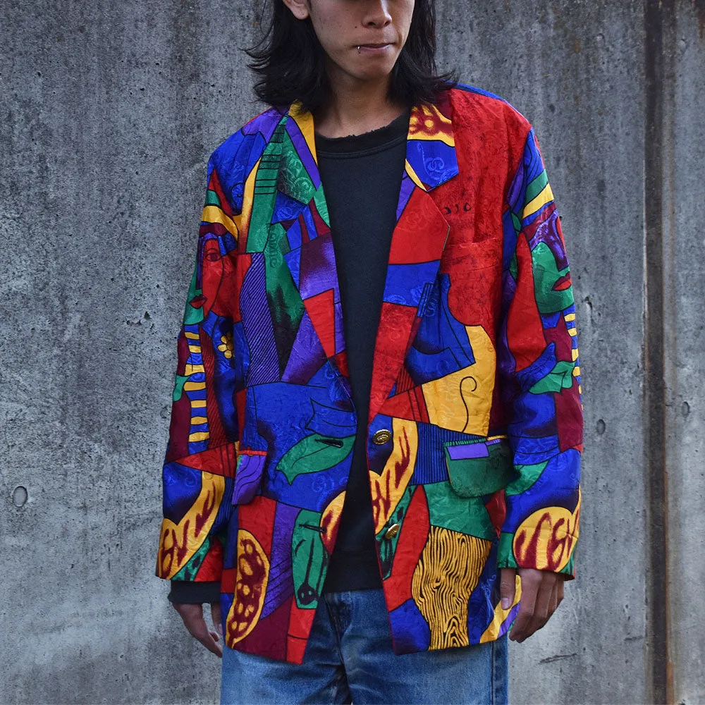 90’s RAINBOW COLLECTHION “Picasso” サテン テーラードジャケット 231012