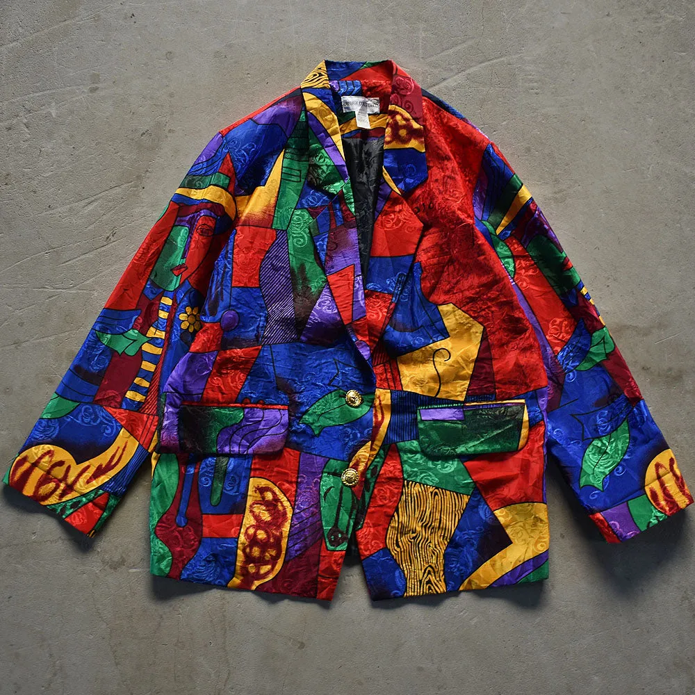 90’s RAINBOW COLLECTHION “Picasso” サテン テーラードジャケット 231012