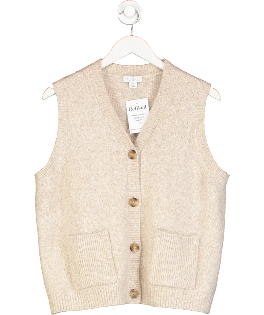 Aligne Beige Kyle Knitted Vest UK M