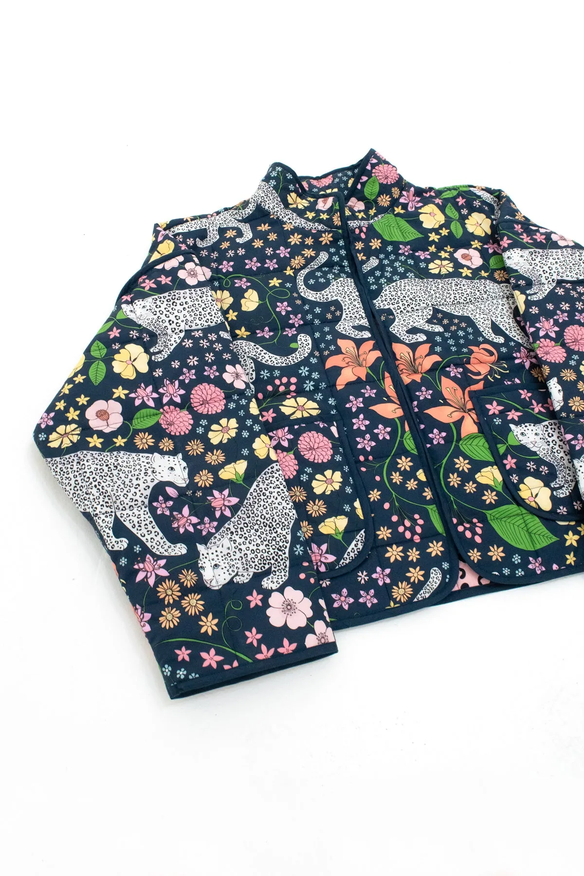 Alpine Leopards Blue Cotton Quilted Jacket