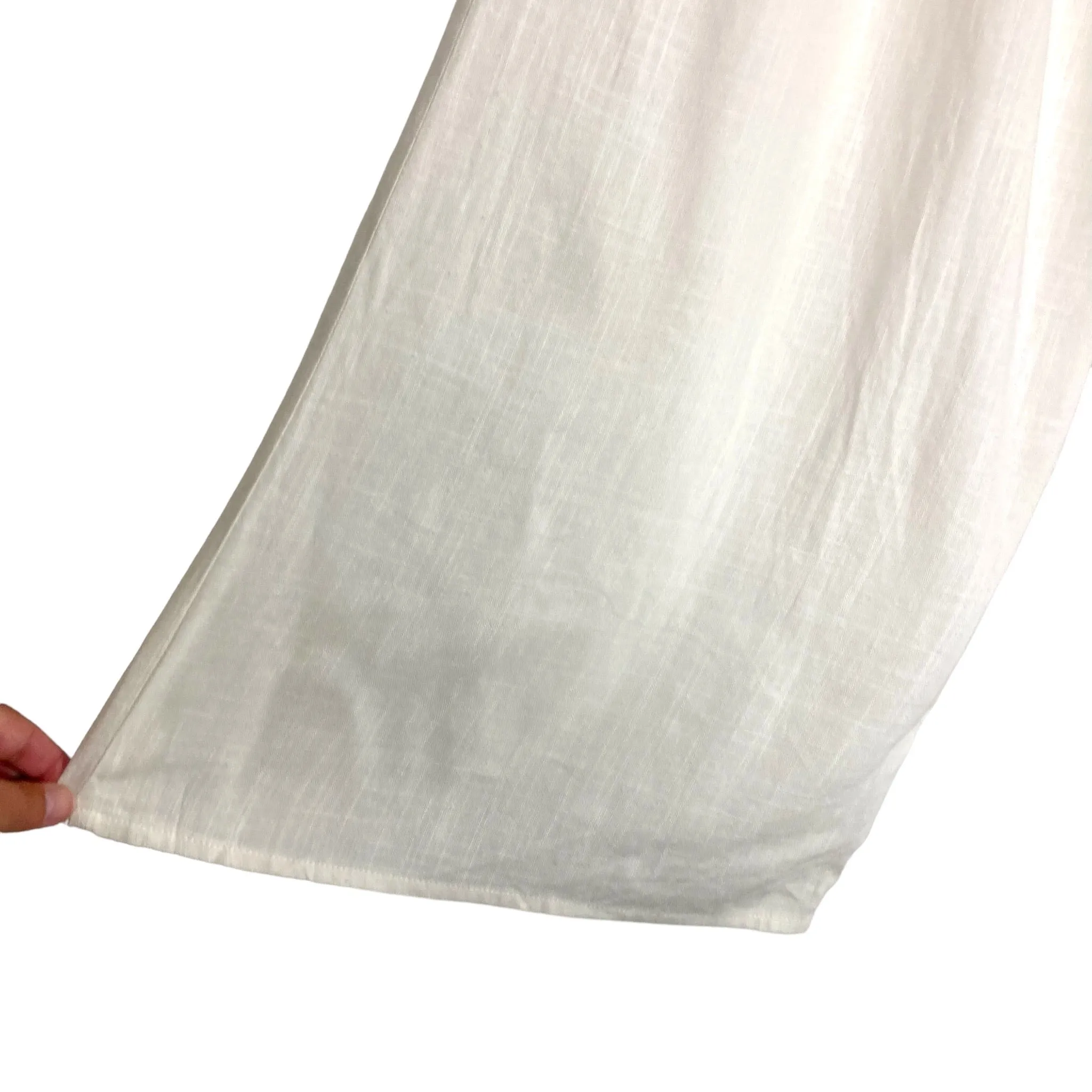 Altar'd State White Linen Ruffle Strapless Tie Belt Wide Leg Jumpsuit- Size S