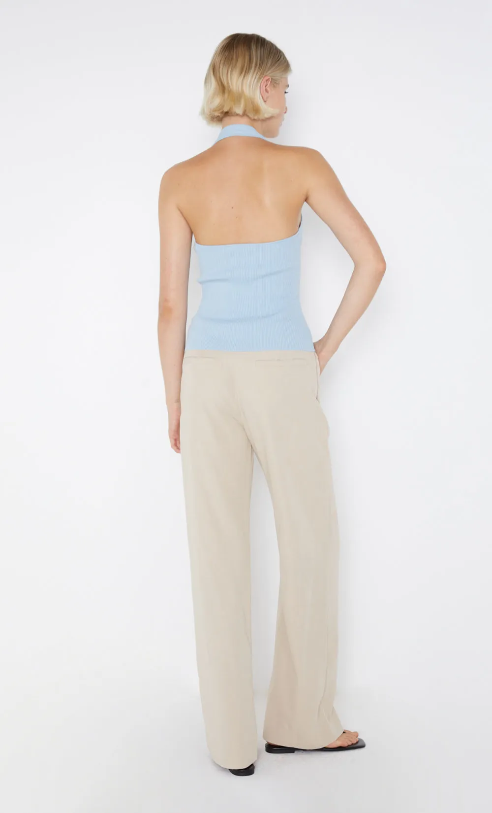AMALFI HALTER KNIT TOP - DOLPHIN BLUE