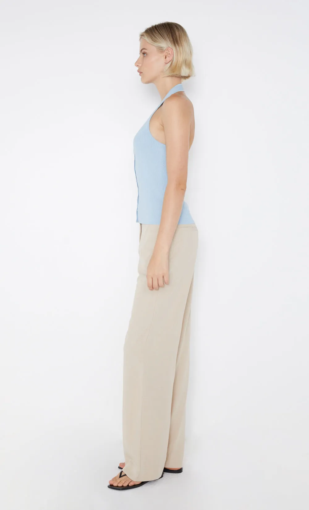 AMALFI HALTER KNIT TOP - DOLPHIN BLUE