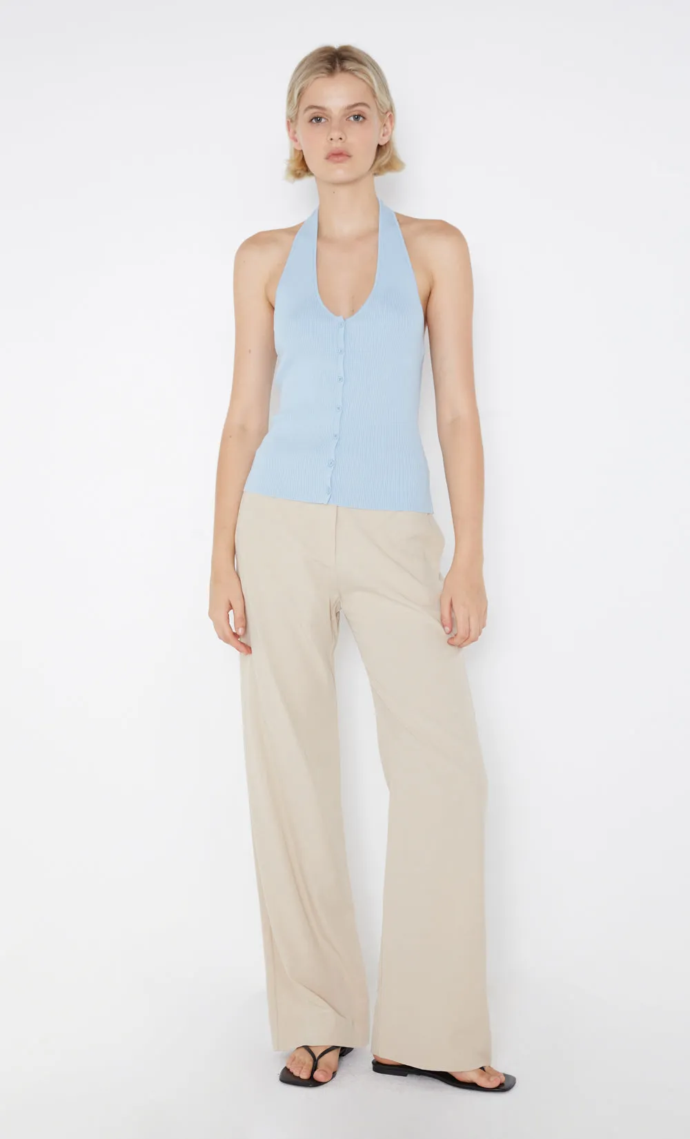 AMALFI HALTER KNIT TOP - DOLPHIN BLUE