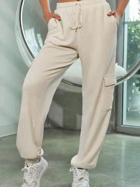 Apricot Waffle Knit Cargo Pocket Jogger Pants