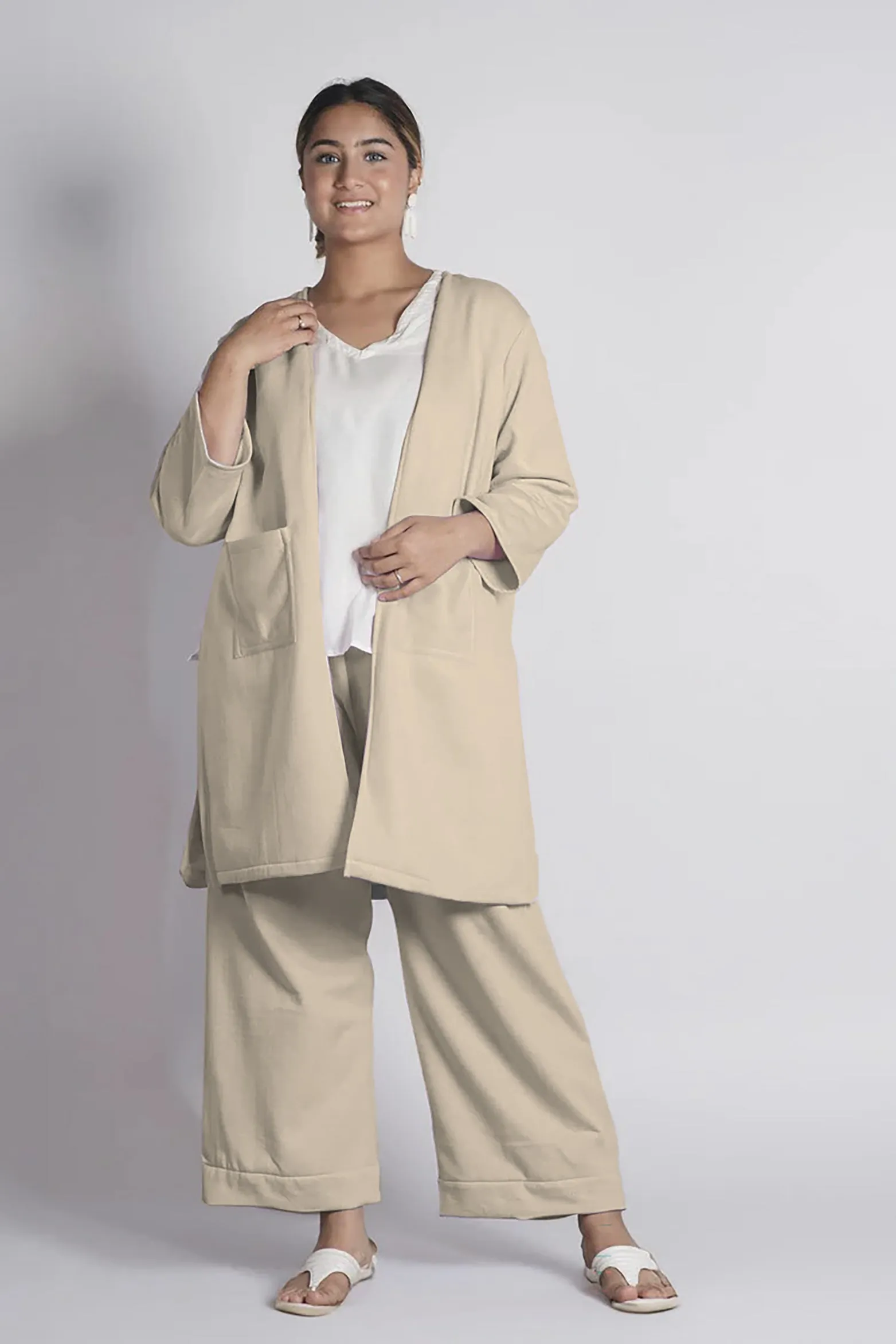 Beige Fleece Palazzo