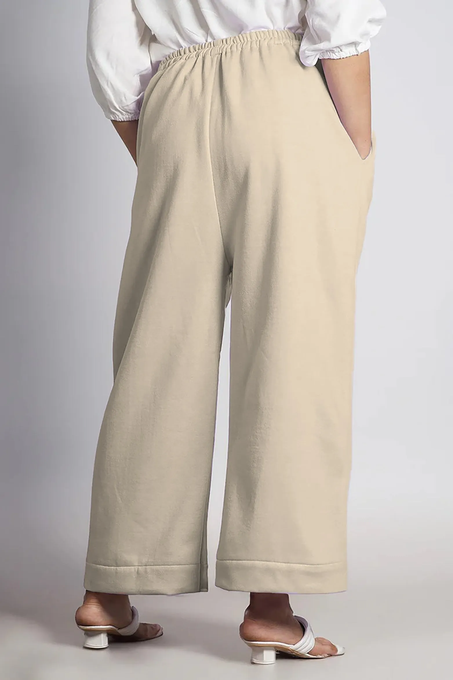 Beige Fleece Palazzo