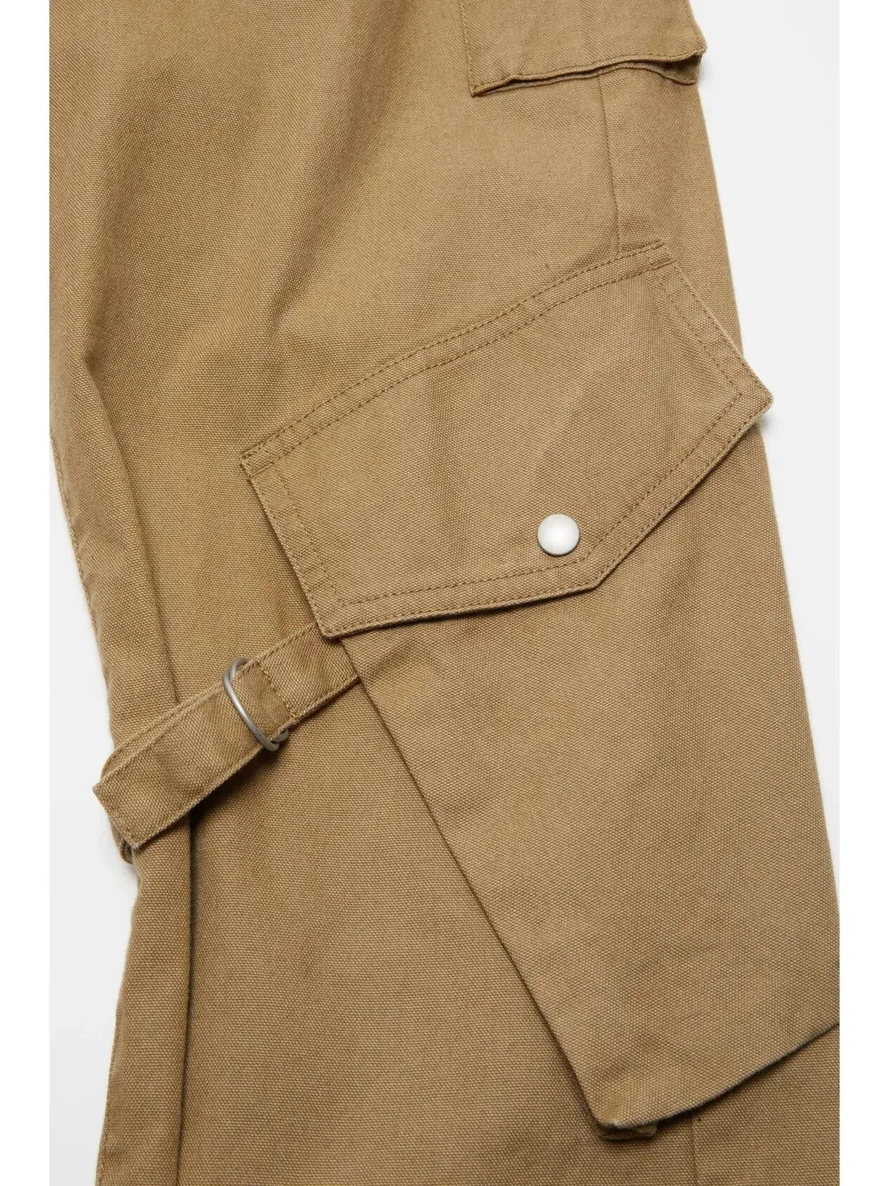 Belted Natural Cotton Cargo Pants