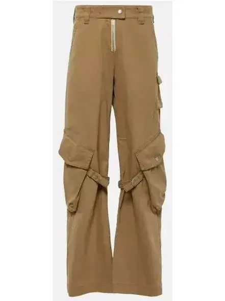 Belted Natural Cotton Cargo Pants
