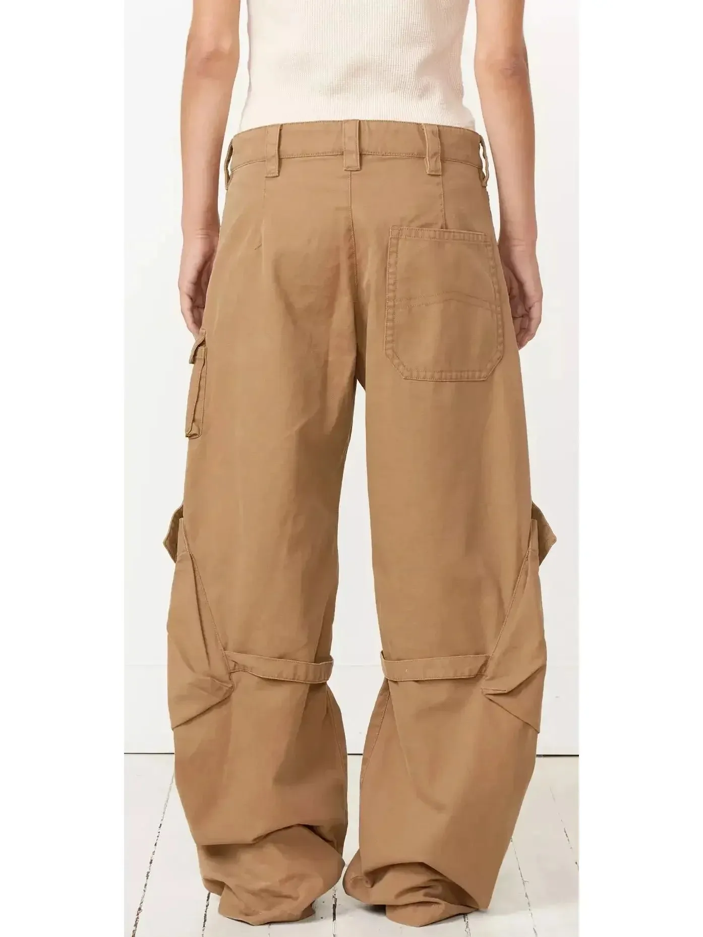 Belted Natural Cotton Cargo Pants