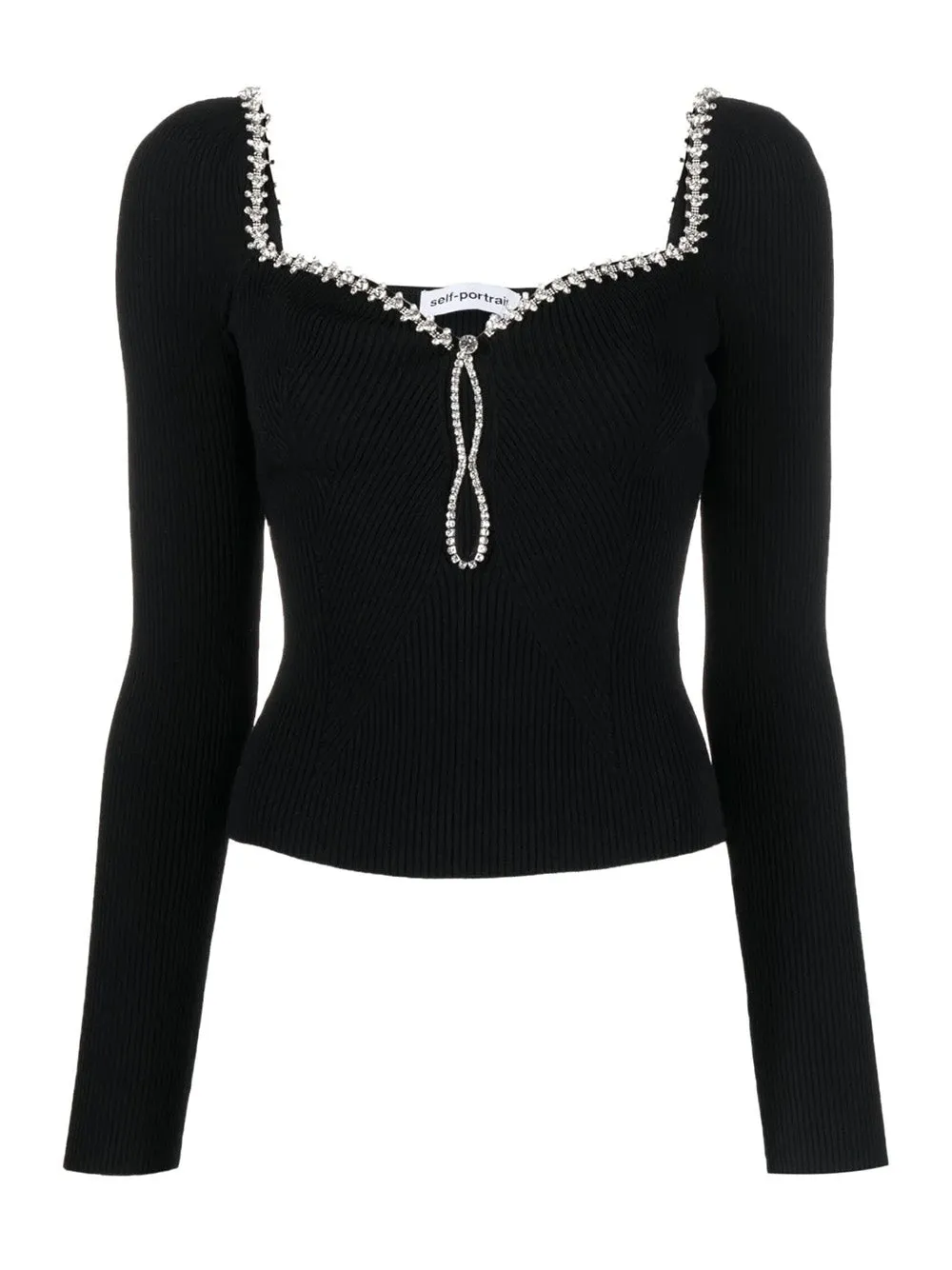 Black Knit Diamante Top