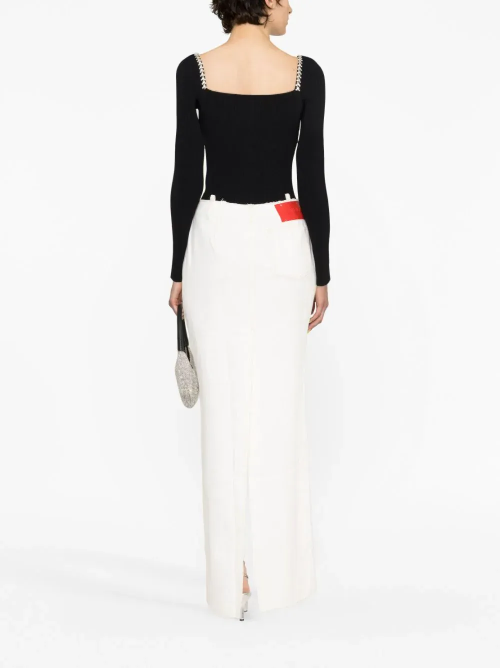 Black Knit Diamante Top