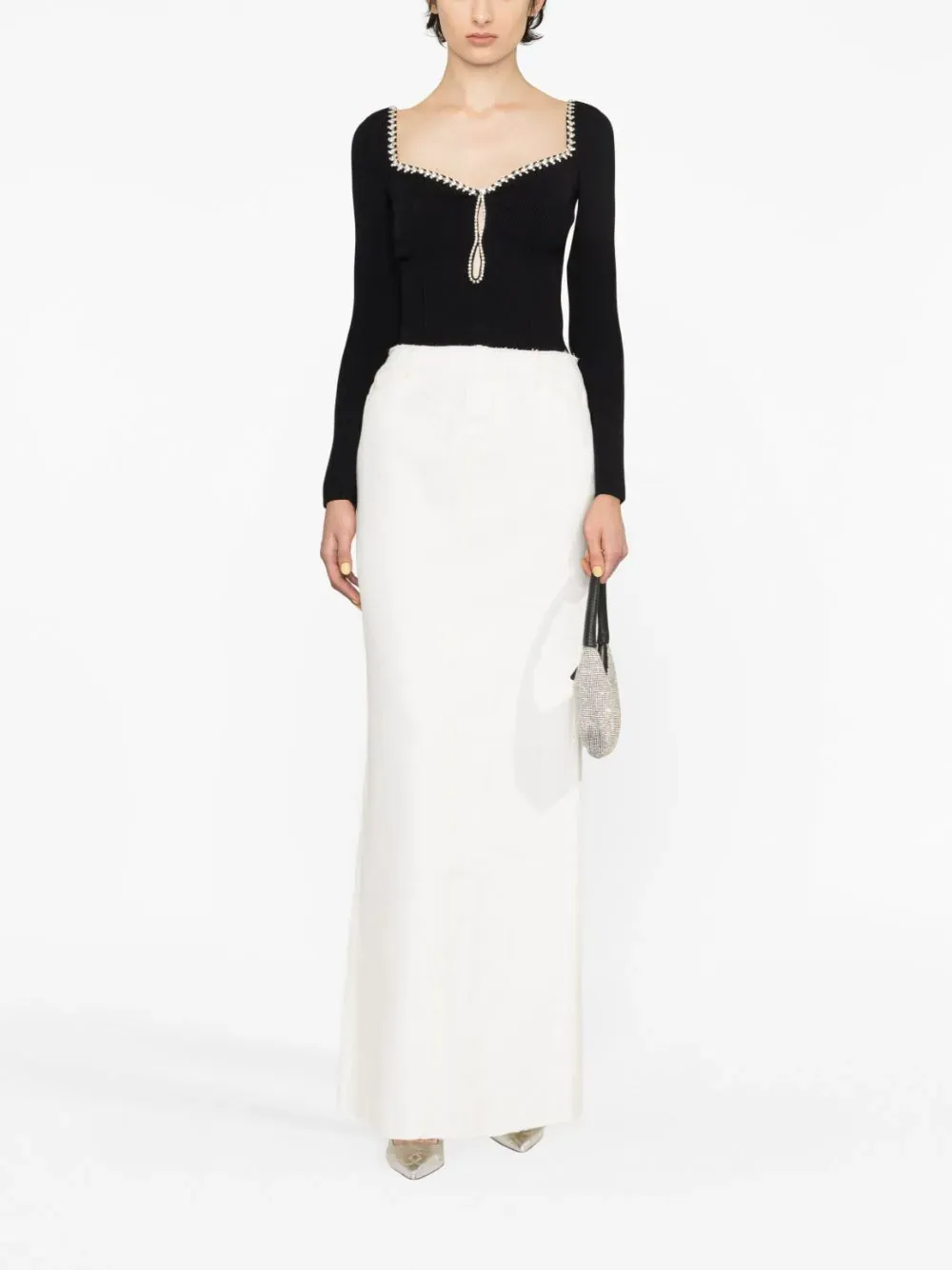 Black Knit Diamante Top