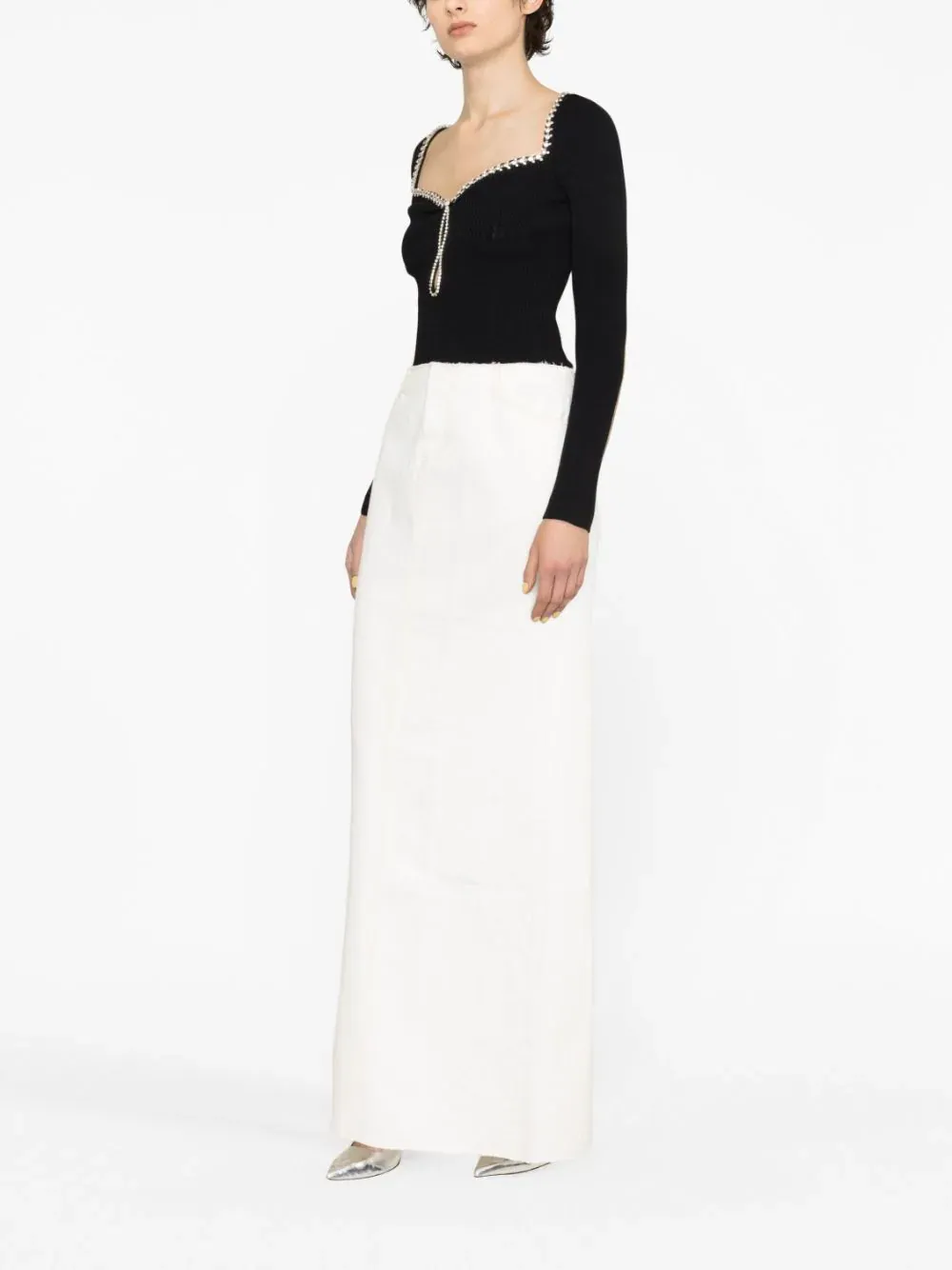 Black Knit Diamante Top