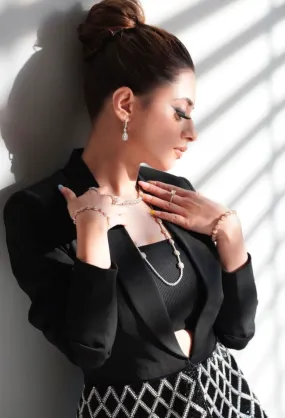 Black Peplum Embellished Blazer