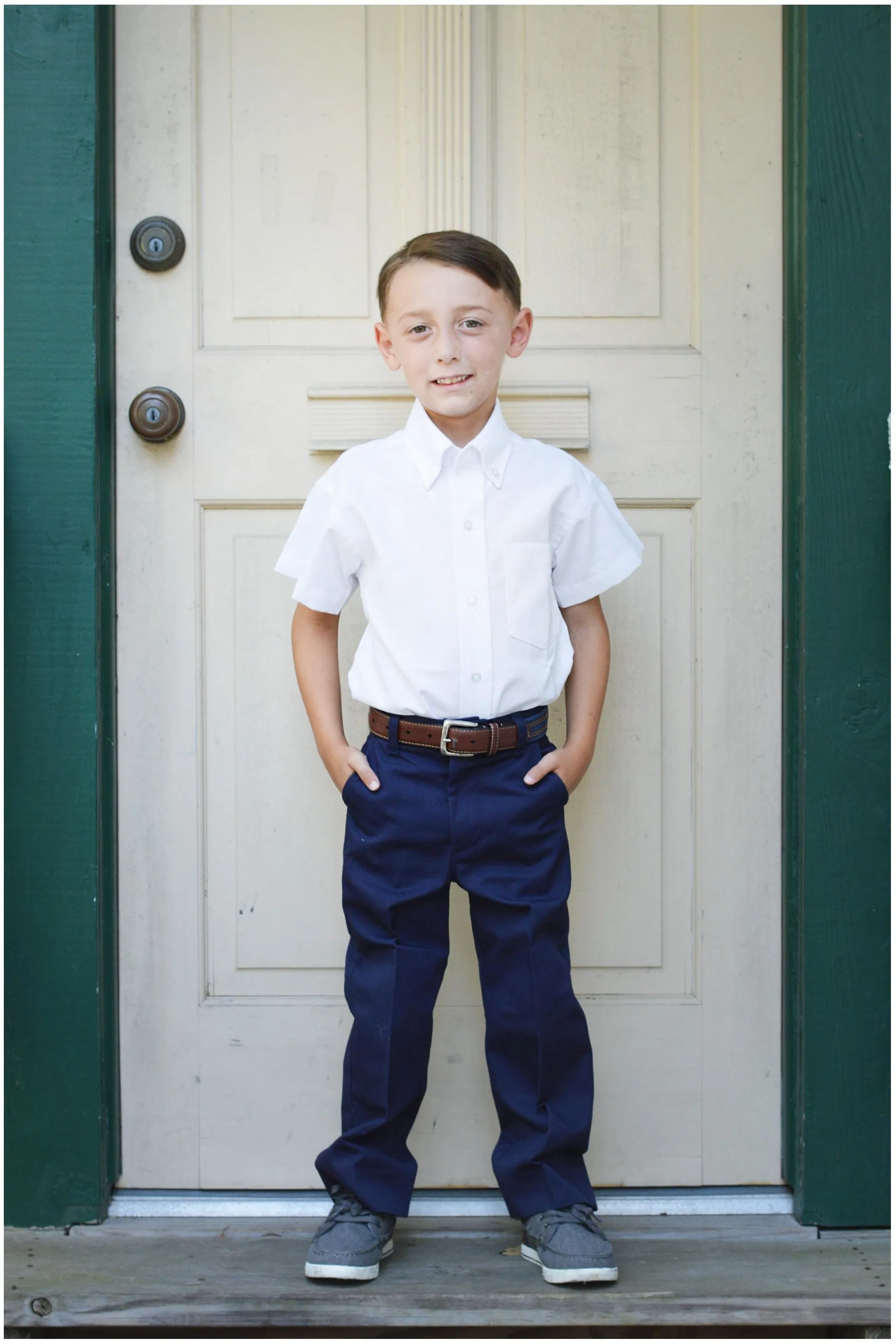 Boys Premium Label Navy Flat Front Pants