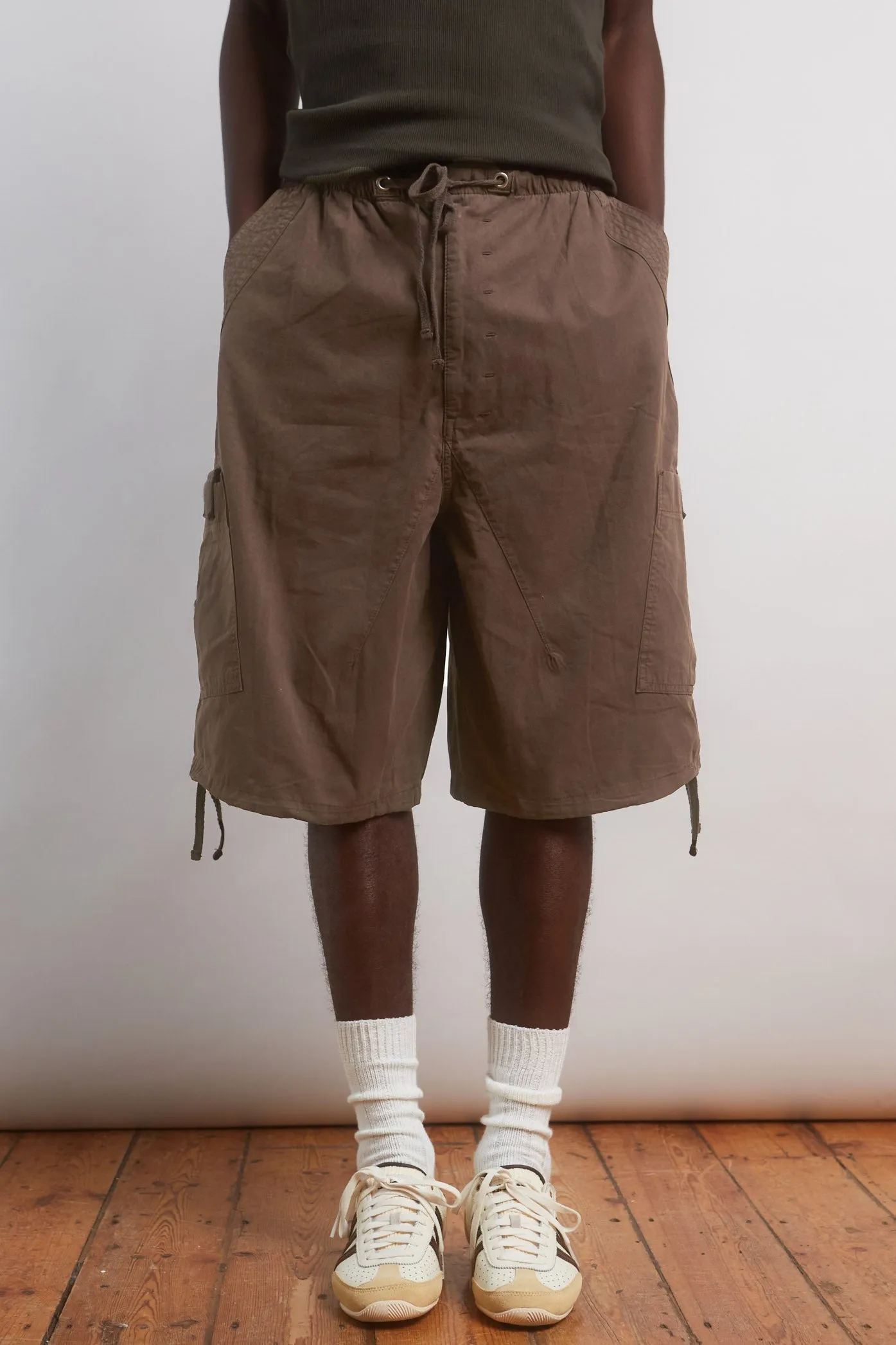 Brown Parachute Cargo Shorts