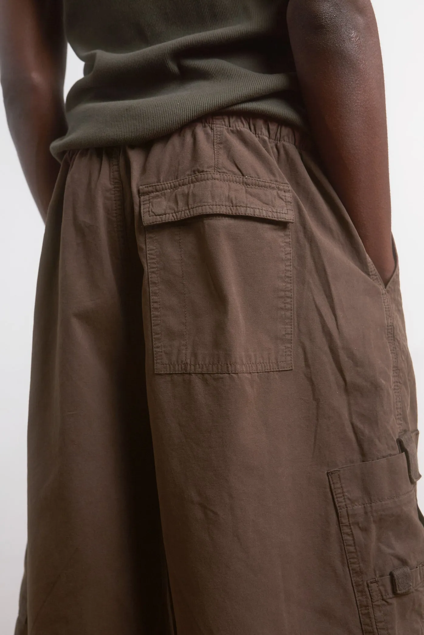 Brown Parachute Cargo Shorts