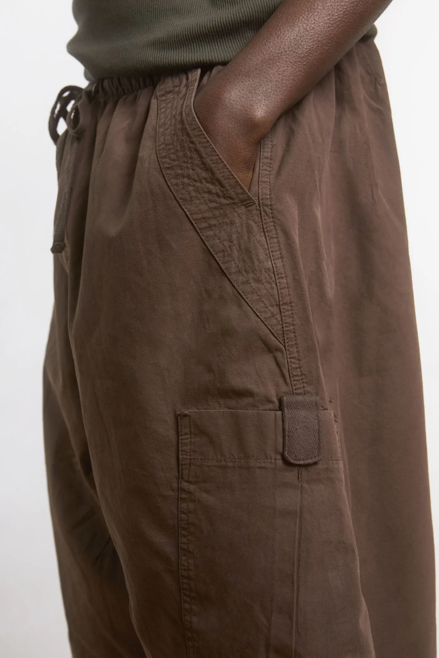 Brown Parachute Cargo Shorts