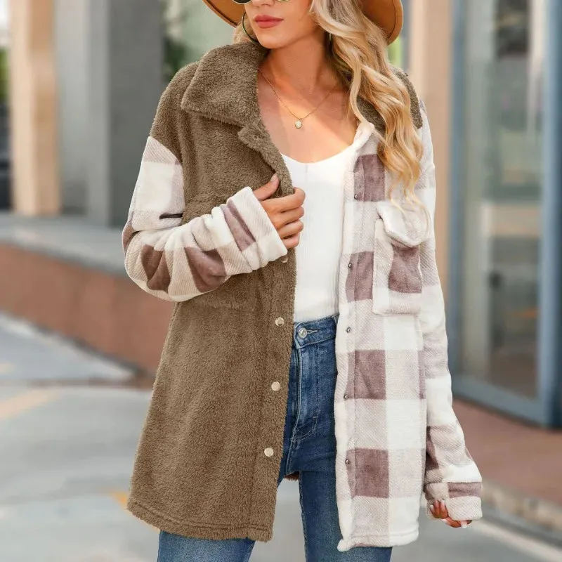Button-Up Plush and Plaid Shacket