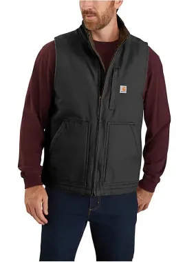 Carhartt Men’s Mock-Neck Sherpa-Lined Vest - Loose Fit - Washed Duck - Black
