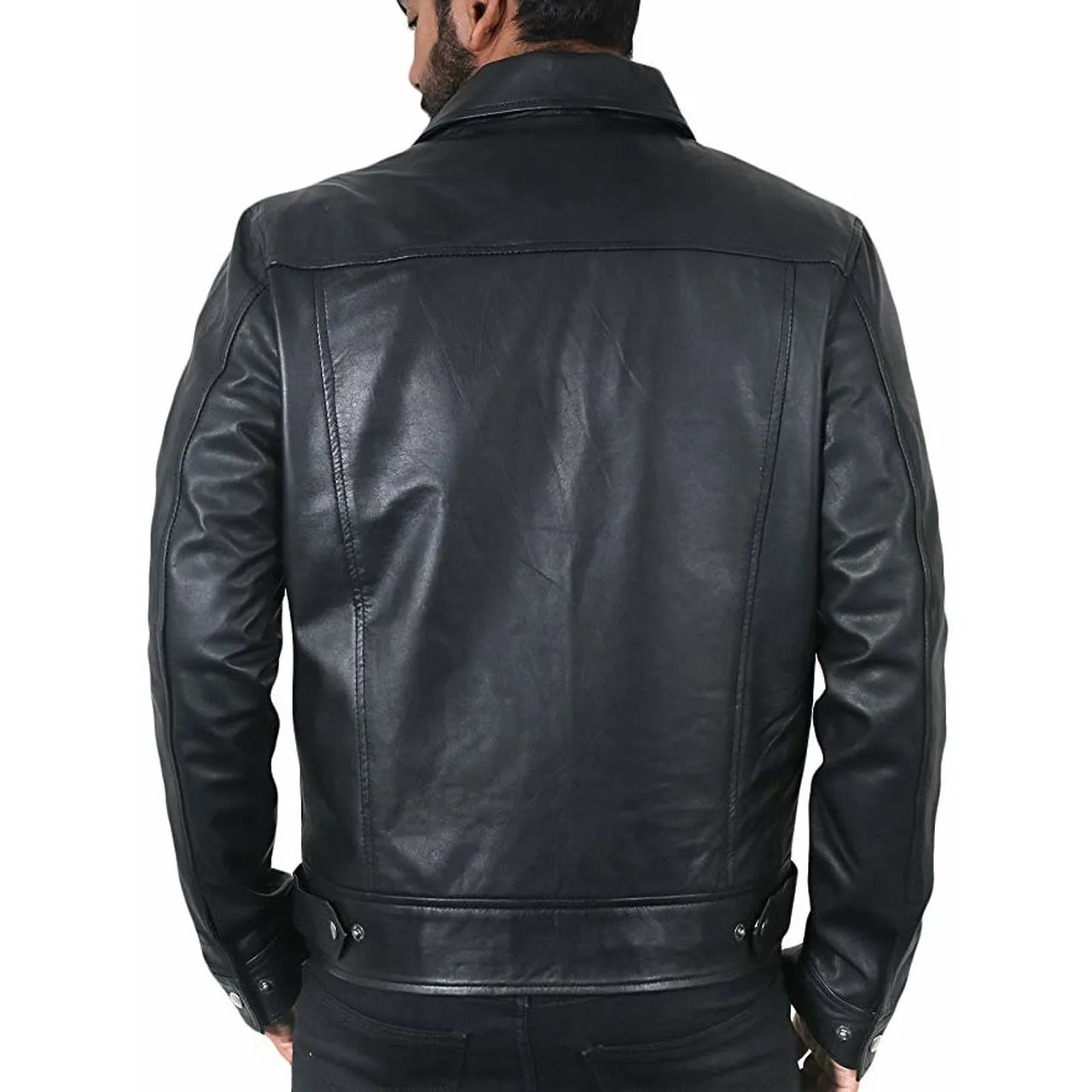 Casual Leather Jacket in Biker Style for Men