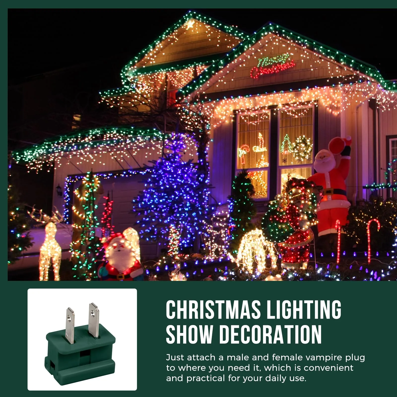 Christmas Lights Outlet Male Slip Plug, Green
