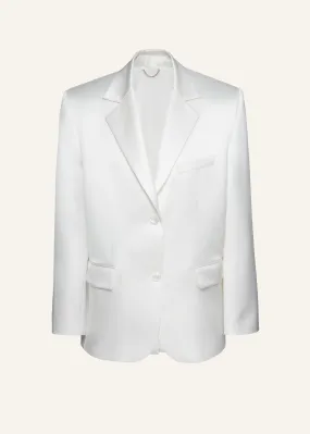Classic oversized satin blazer in cream