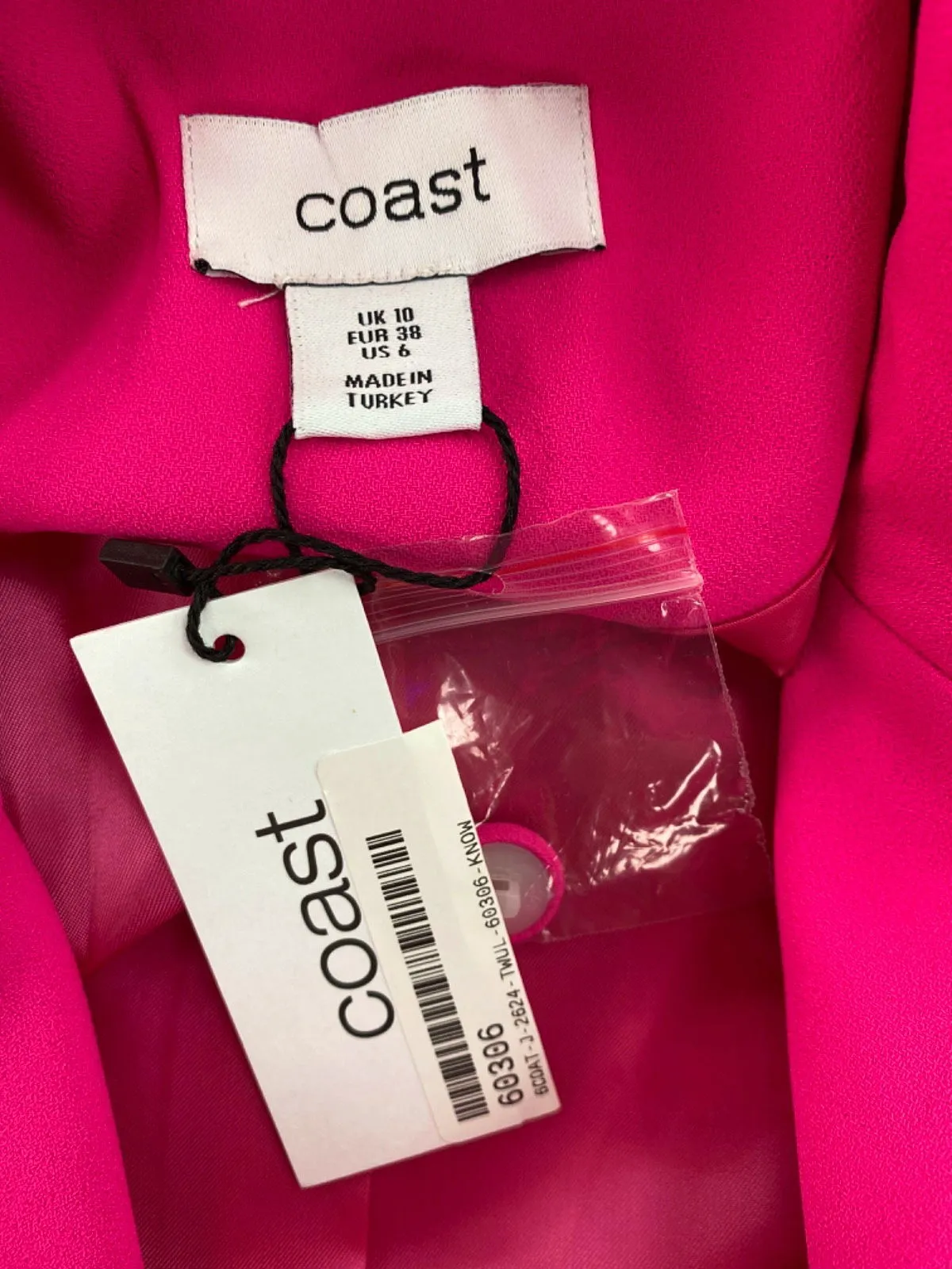 Coast Fuchsia Pink Tie-Front Blazer UK 10