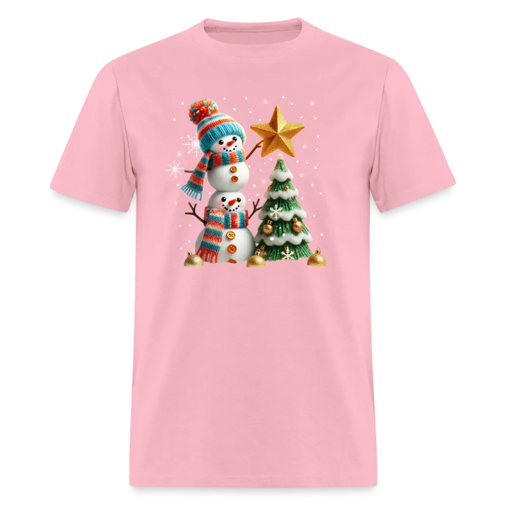 Cute Christmas Funny Snowman Decorating Tree T-Shirt