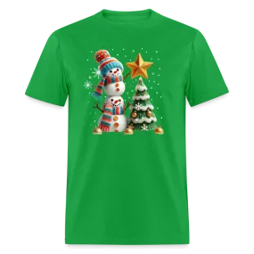 Cute Christmas Funny Snowman Decorating Tree T-Shirt