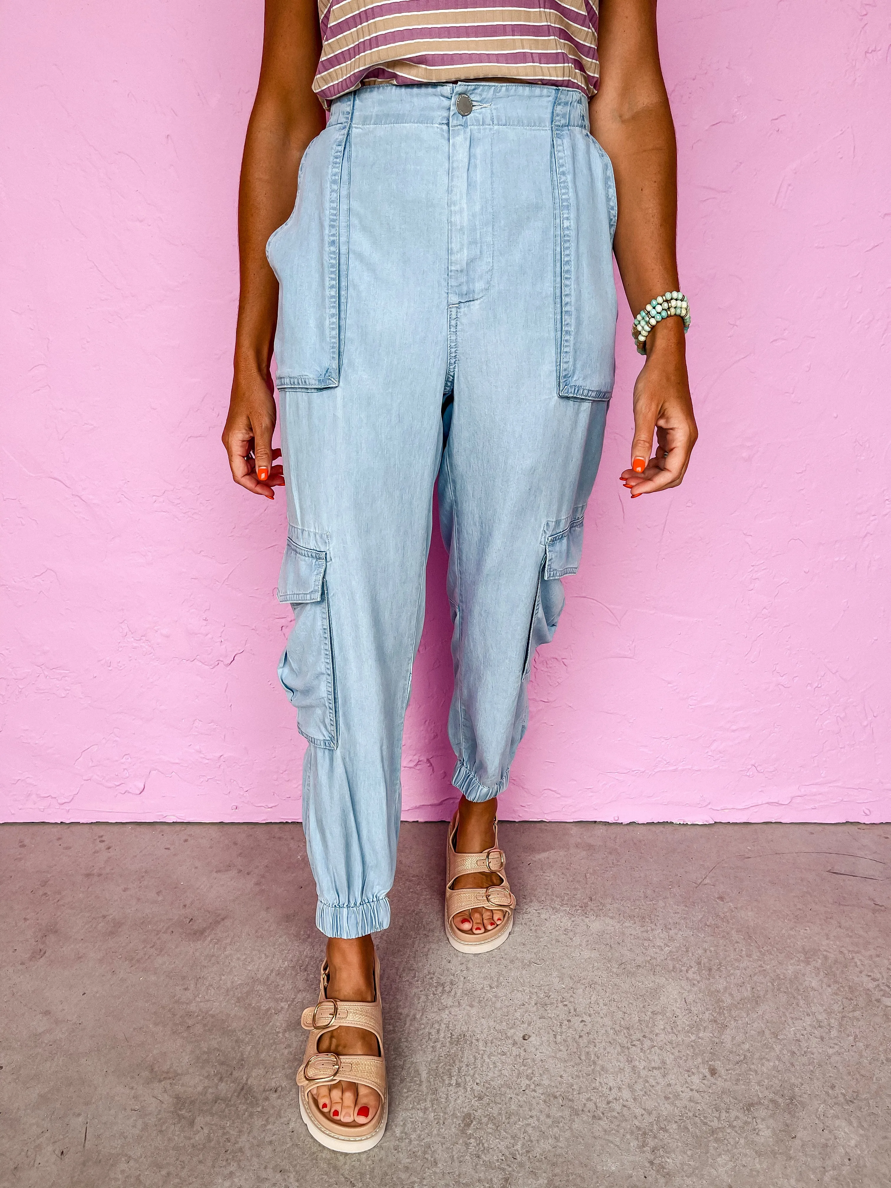 [Dear John] Sandy Cargo Tencel Joggers-Light Indigo
