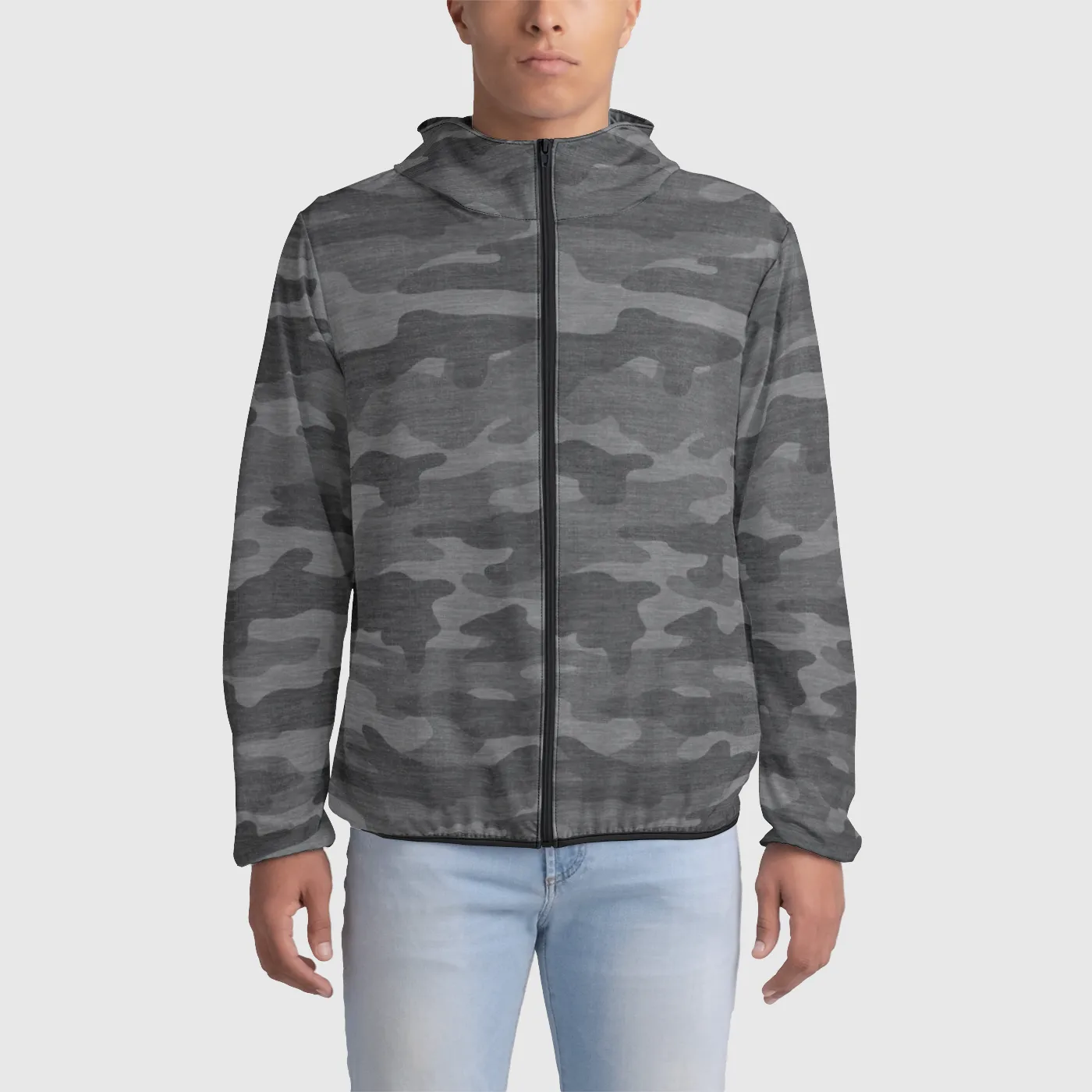 Distressed Camo Windbreaker