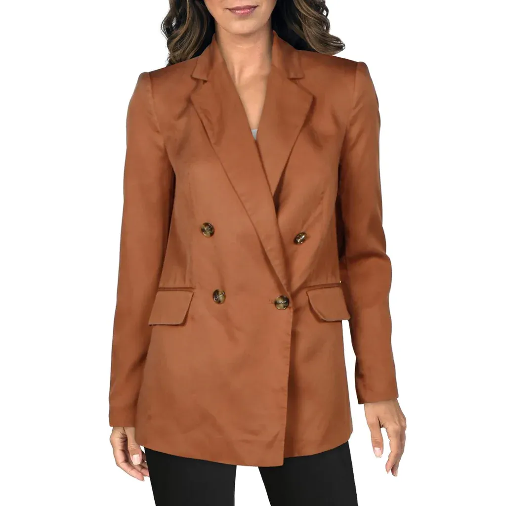DKNY Women's Double-Breasted Blazer Jacket in Cinnamon Brown