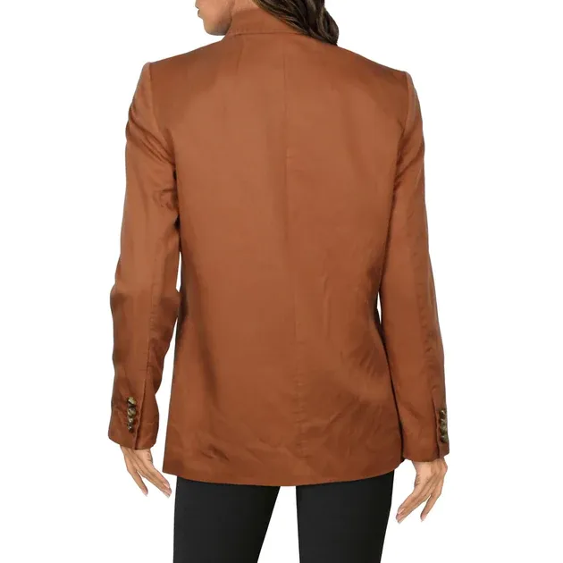 DKNY Women's Double-Breasted Blazer Jacket in Cinnamon Brown