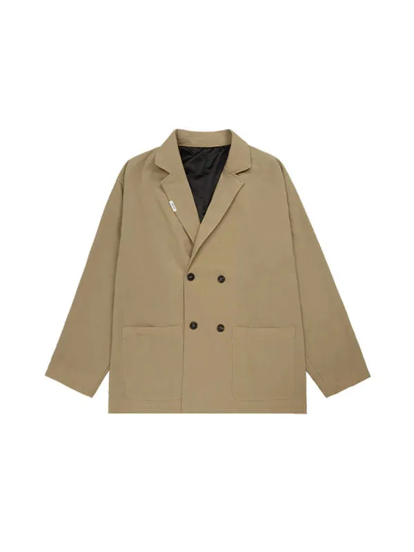 Double-Breasted Oversized Blazer in Khaki Color